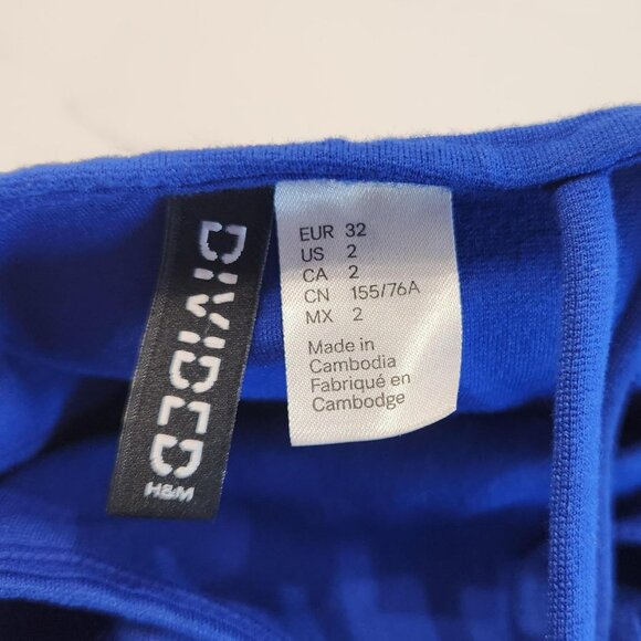 Divided H&M Sz 2 XS Fitted Bodycon Mini Dress Unique Straps Club Electric Blue - Picture 8 of 10